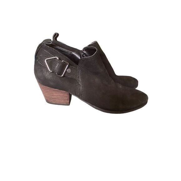 Franco Sarto, black suede, leather ankle booties, size 6 - Picture 1 of 5